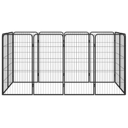 12-paneles fekete porszórt acél kutyakennel 50 x 100 cm