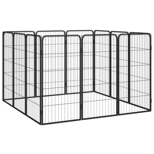 12-paneles fekete porszórt acél kutyakennel 50 x 100 cm
