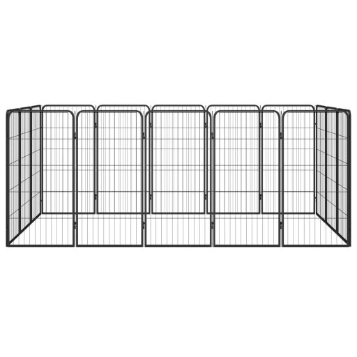 16-paneles fekete porszórt acél kutyakennel 50 x 100 cm