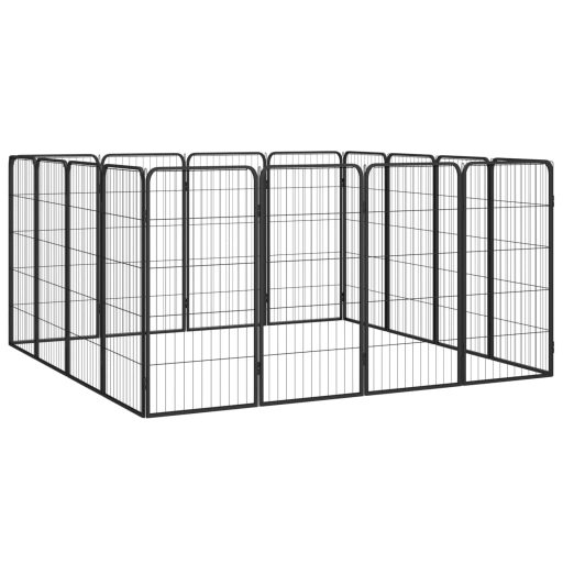 16-paneles fekete porszórt acél kutyakennel 50 x 100 cm