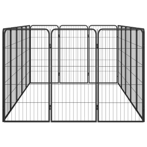 16-paneles fekete porszórt acél kutyakennel 50 x 100 cm