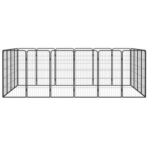 20-paneles fekete porszórt acél kutyakennel 50 x 100 cm
