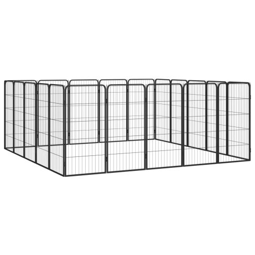 20-paneles fekete porszórt acél kutyakennel 50 x 100 cm
