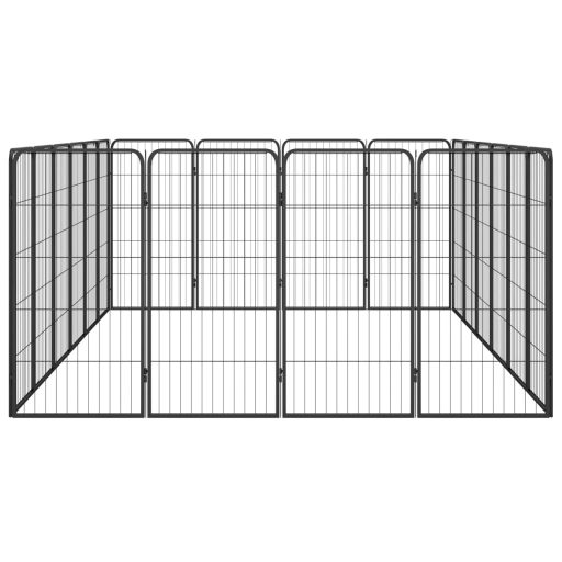 20-paneles fekete porszórt acél kutyakennel 50 x 100 cm