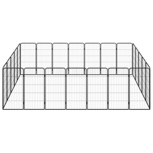 24 paneles fekete porszórt acél kutyakennel 50 x 100 cm