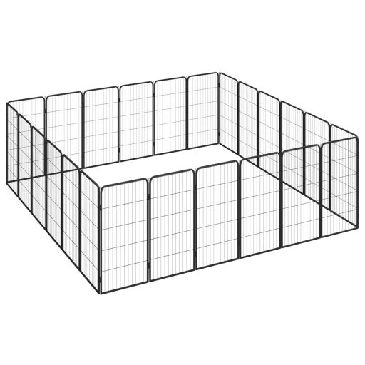 24 paneles fekete porszórt acél kutyakennel 50 x 100 cm