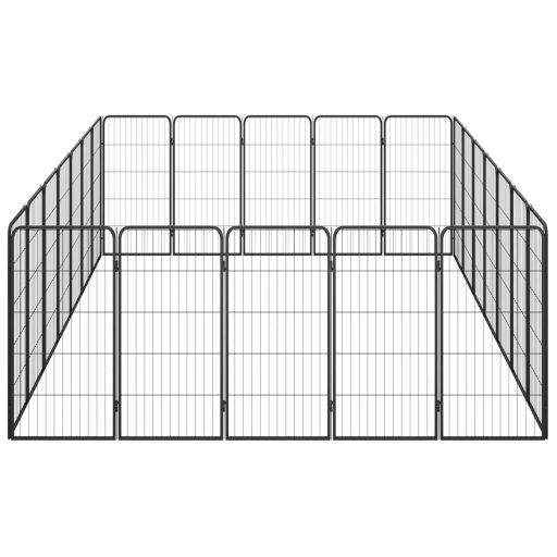 24 paneles fekete porszórt acél kutyakennel 50 x 100 cm