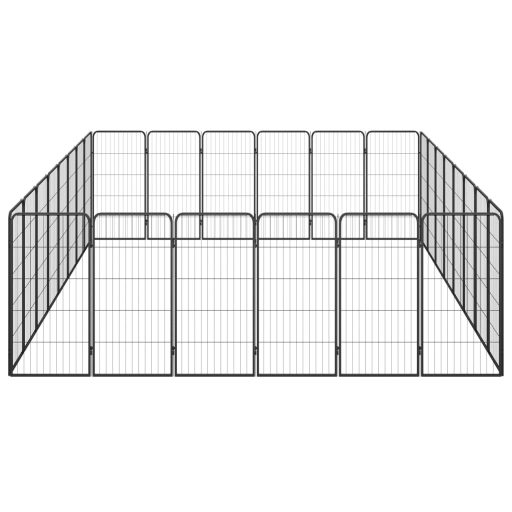 28-paneles fekete porszórt acél kutyakennel 50 x 100 cm