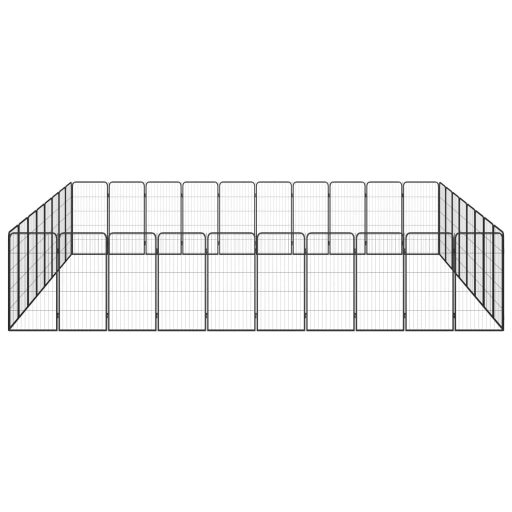 36-paneles fekete porszórt acél kutyakennel 50 x 100 cm