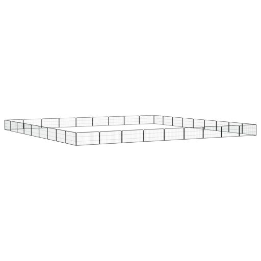 36-paneles fekete porszórt acél kutyakennel 100 x 50 cm