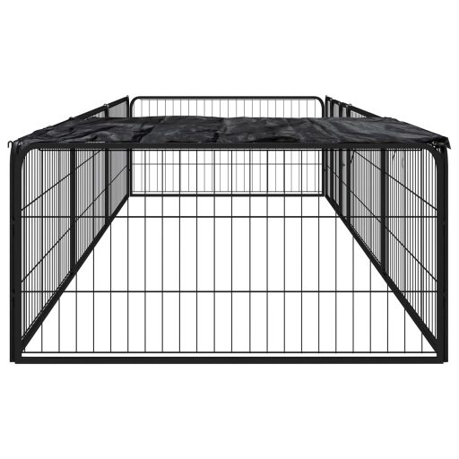 8-paneles fekete porszórt acél kutyakennel 100 x 50 cm