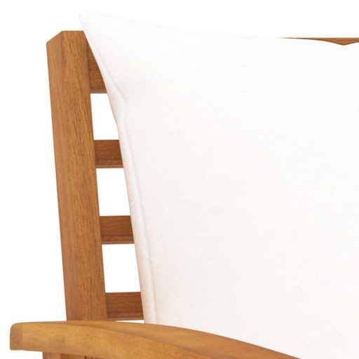 Tömör akácfa kerti pad krémszínű párnával 120 cm