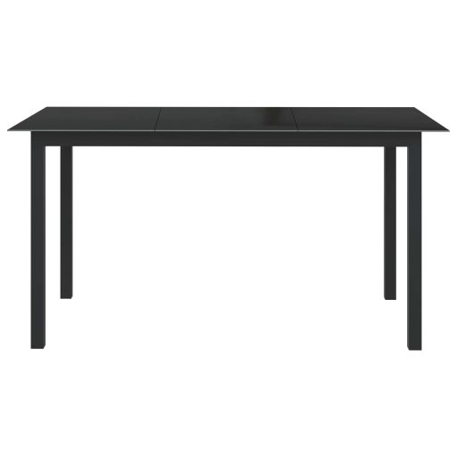 Black alumínium és üveg kerti asztal 150 x 90 x 74 cm
