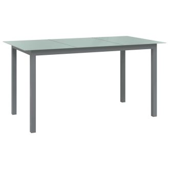   Világosszürke alumínium és üveg kerti asztal 150 x 90 x 74 cm