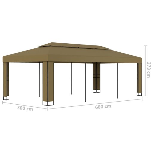 Tópszínű dupla tetős pavilon 3 x 6 m 180 g/m²
