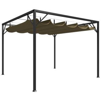   Tópszínű kerti pavilon behúzható tetővel 3 x 3 m 180 g/m²