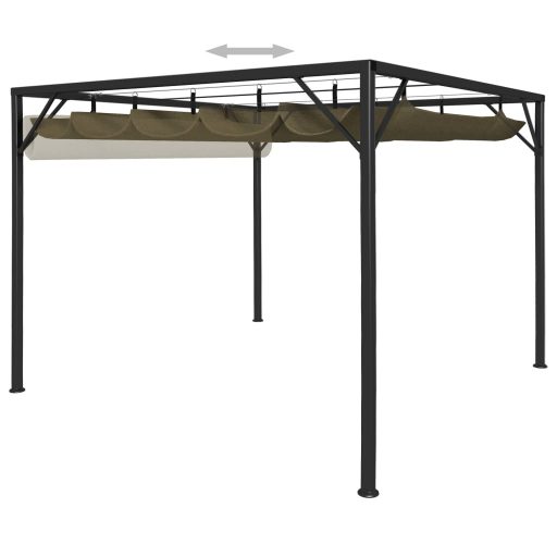 Tópszínű kerti pavilon behúzható tetővel 3 x 3 m 180 g/m²