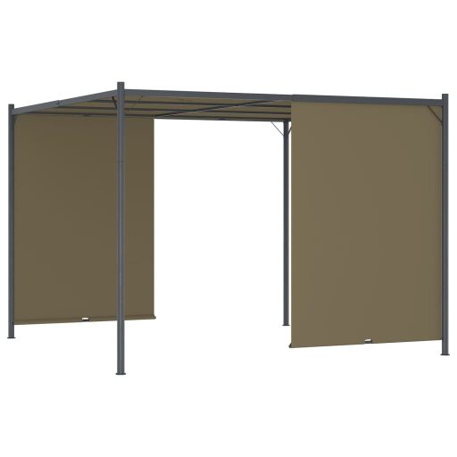 Tópszínű kerti pavilon behúzható tetővel 3 x 3 m 180 g/m²