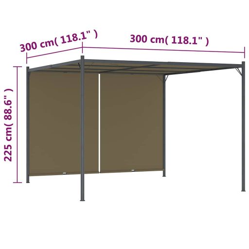 Tópszínű kerti pavilon behúzható tetővel 3 x 3 m 180 g/m²