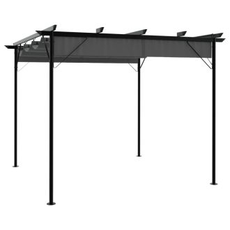   Antracitszürke acél pavilon behúzható tetővel 3 x 3 m 180 g/m²