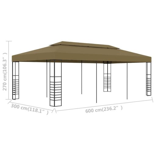 Tópszínű kerti pavilon 6 x 3 x 2,7 m 180 g/m²