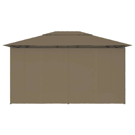 Tópszínű kerti pavilon függönyökkel 4 x 3 m 180 g/m²