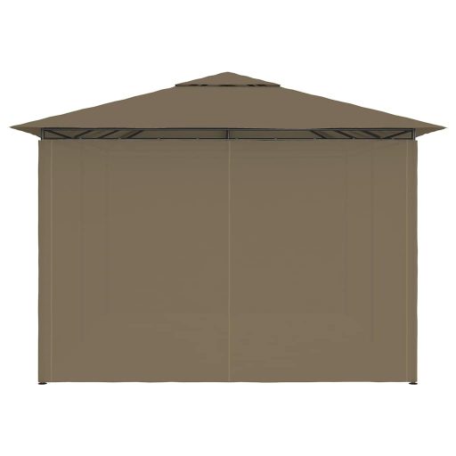 Tópszínű kerti pavilon függönyökkel 4 x 3 m 180 g/m²