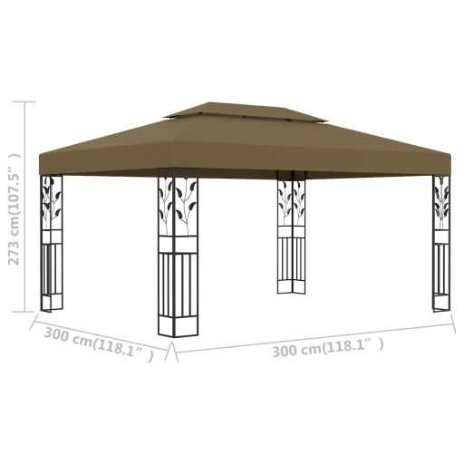 Tópszínű dupla tetős pavilon 3 x 4 m 180 g/m²