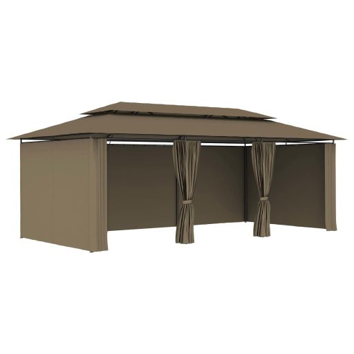 Tópszínű pavilon függönyökkel 600 x 298 x 270 cm 180 g/m²