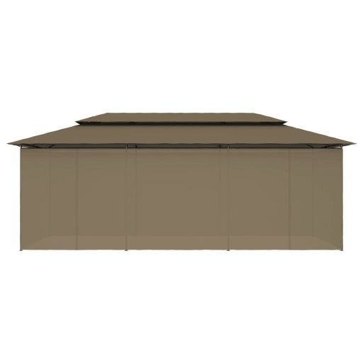 Tópszínű pavilon függönyökkel 600 x 298 x 270 cm 180 g/m²