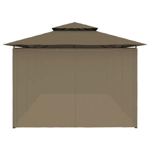 Tópszínű pavilon függönyökkel 600 x 298 x 270 cm 180 g/m²