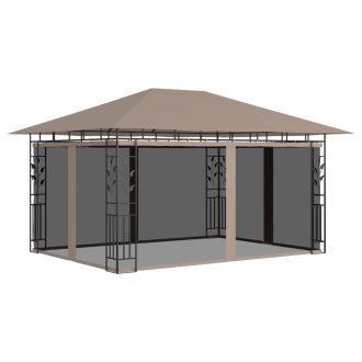   Tópszínű pavilon szúnyoghálóval 4 x 3 x 2,73 m 180 g/m²
