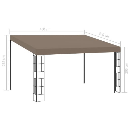 Tópszínű falra szerelhető szövetpavilon 4 x 3 m