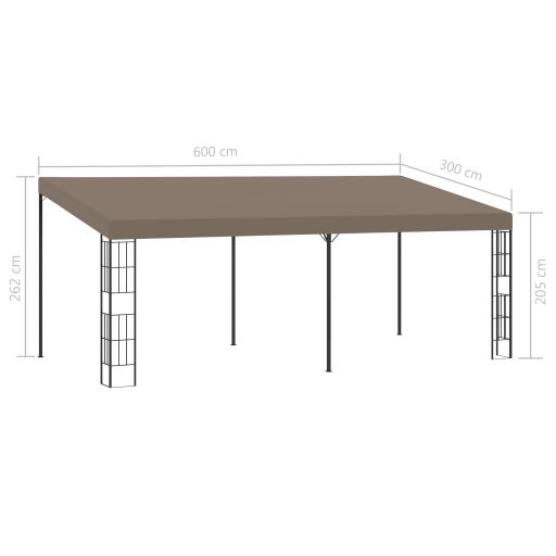 Tópszínű falra szerelhető szövetpavilon 6 x 3 m