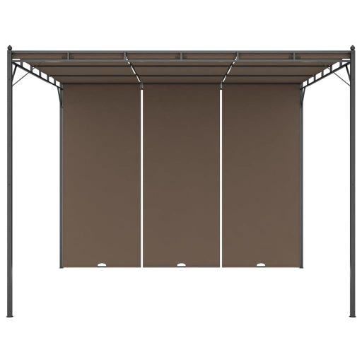 Tópszínű kerti pavilon oldalfüggönnyel 3 x 3 x 2,25 m