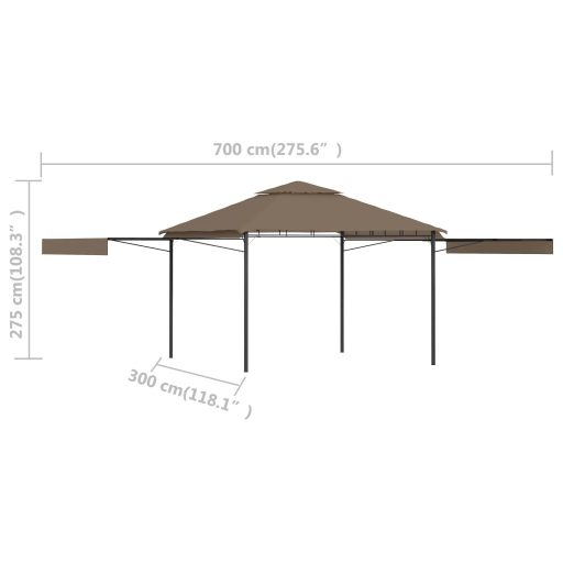 Tópszínű pavilon dupla kibővített tetővel 3x3x2,75 m 180 g/m²