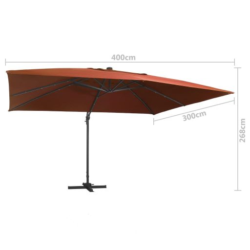 Terrakotta konzolos napernyő LED-világítással 400 x 300 cm