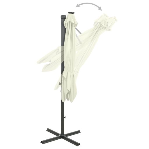 Homokszínű konzolos napernyő rúddal és LED-fényekkel 250 cm