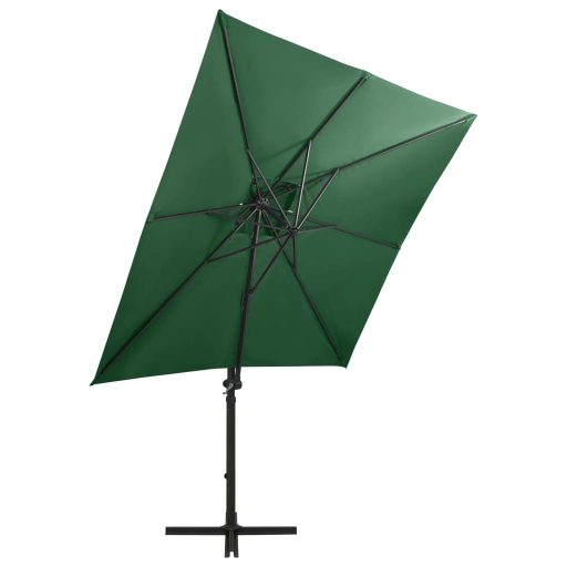 Zöld konzolos napernyő rúddal és LED-fényekkel 250 cm
