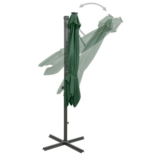 Zöld konzolos napernyő rúddal és LED-fényekkel 250 cm
