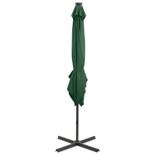 Zöld konzolos napernyő rúddal és LED-fényekkel 250 cm