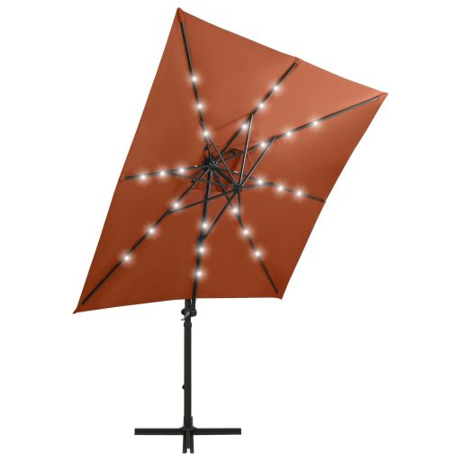 Terrakotta konzolos napernyő rúddal és LED-fényekkel 250 cm