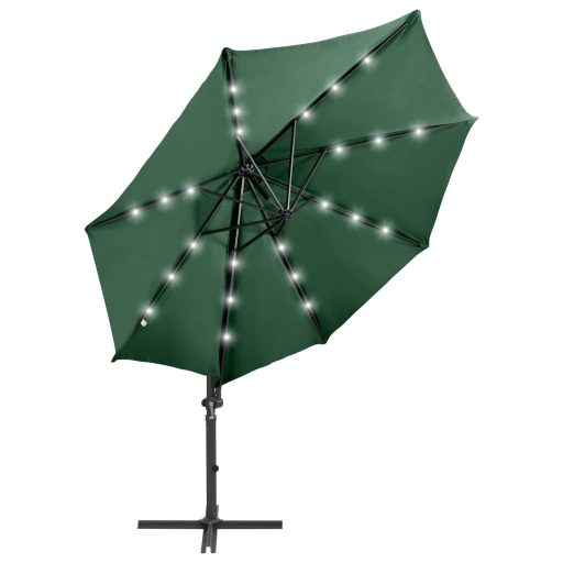 Zöld konzolos napernyő rúddal és LED-fényekkel 300 cm