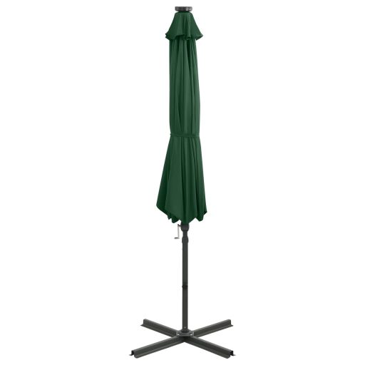 Zöld konzolos napernyő rúddal és LED-fényekkel 300 cm