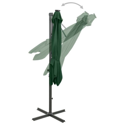 Zöld konzolos napernyő rúddal és LED-fényekkel 300 cm