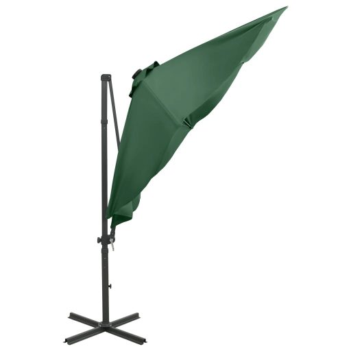 Zöld konzolos napernyő rúddal és LED-fényekkel 300 cm