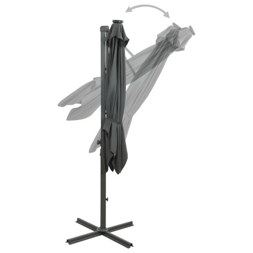 Antracitszürke konzolos napernyő rúddal és LED-fényekkel 300 cm