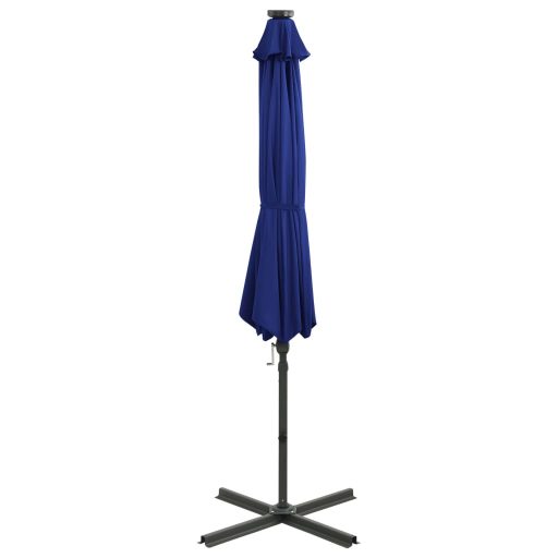 Azúrkék konzolos napernyő rúddal és LED-fényekkel 300 cm