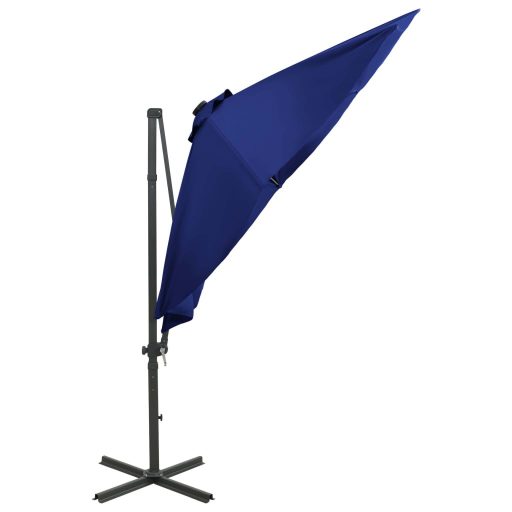 Azúrkék konzolos napernyő rúddal és LED-fényekkel 300 cm