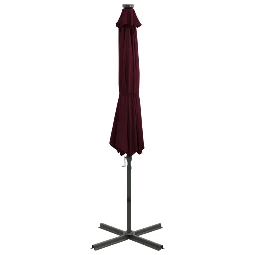 Bordó konzolos napernyő rúddal és LED-fényekkel 300 cm